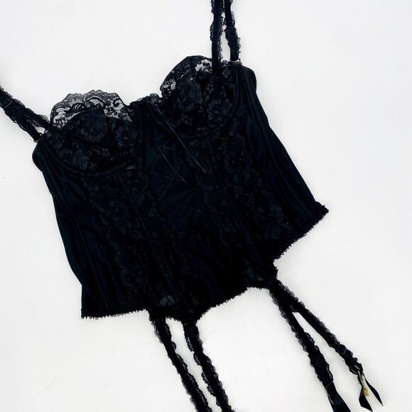 Vintage Other - Vintage lady marlene black lace satin corset garter lingerie